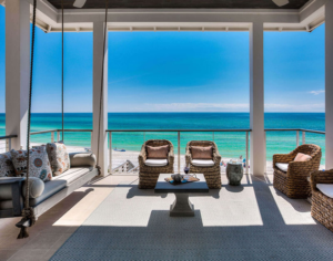 Covered deck with a beautiful ocean view Covered deck with a beautiful ocean view